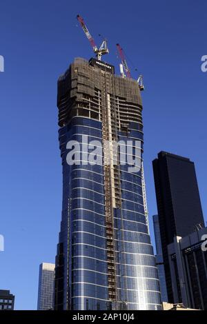 Premier Tower. Gemischte Verwendung Hochhaus im Bau, Melbourne, Australien. Stockfoto