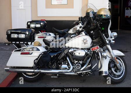 Las Vegas Police Harley-Davidson Motor Bikes parkt auf dem Strip Stockfoto