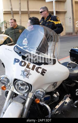 Las Vegas Police Harley-Davidson Motor Bikes parkt auf dem Strip Stockfoto