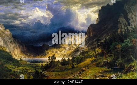 Albert Bierstadt Gemälde, Ein Sturm in den Rocky Mountains, Mount Rosalie, Landschaft, 1866 Stockfoto