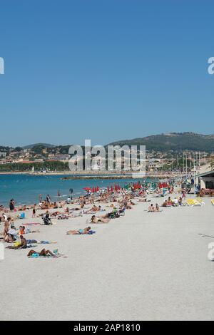 Bonnegrace Strand im Sommer Six-Fours Les Plages Var Provence Stockfoto