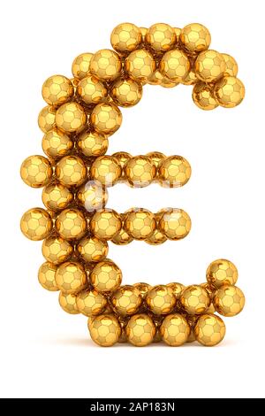 3D-Rendering: Golden-Bälle, die das Euro-symbol. Die großen Unternehmen in Sport, Fußball, Fußball. Auf weiß isoliert. Stockfoto