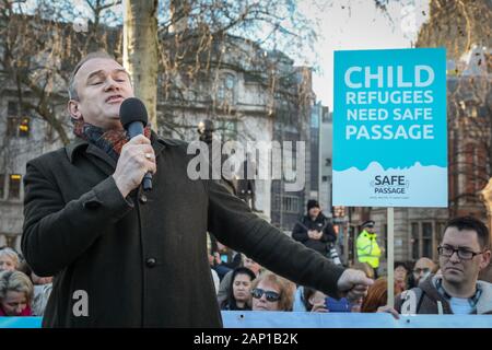 Westminster, London, 20. Jan 2020. Ed Davey, der Führer der Liberaldemokraten, spricht. Alfred Dubs, Baron Dubs, Britischen Peer und Politiker, hat eine neue Änderung des Zuwanderungsgesetzes vorgelegt, um sicherzustellen, dass der Schutzfunktionen für Kind Flüchtlinge bleiben in der Entzug Abkommen Rechnung (WAB). Die Änderung wird in Die Herren mit der Chance, dass die Regierung die Niederlage über die Frage gegenüberstellen könnte, diskutiert werden. Credit: Imageplotter/Alamy leben Nachrichten Stockfoto