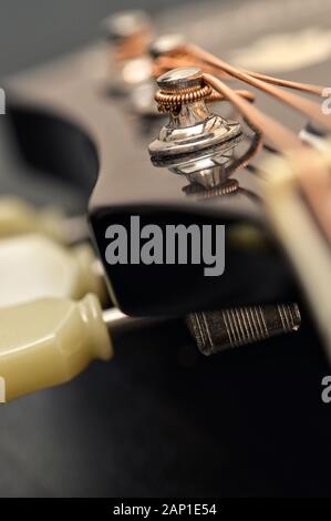 Closeup Klassische Gitarre Saiten details Stockfoto