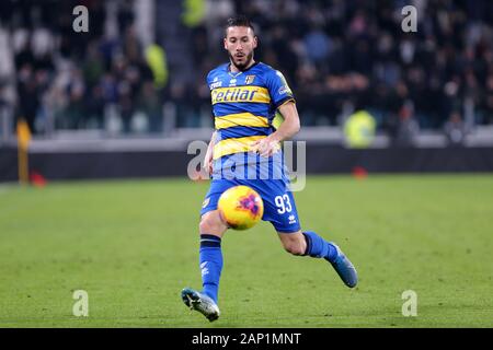 Torino, Italien. 19. Januar 2020. Italienische Serie A Juventus FC vs Parma Calcio. Mattia Sprocati von Parma Calcio. Stockfoto