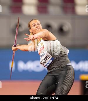 Christin HUSSONG (Deutschland/Platz 4) handeln. Finale Speerwerfen der Frauen, die am 1. Oktober 2019 Leichtathletik WM 2019 in Doha/Katar, vom 27. September. - 10.10.2019. Â | Verwendung weltweit Stockfoto