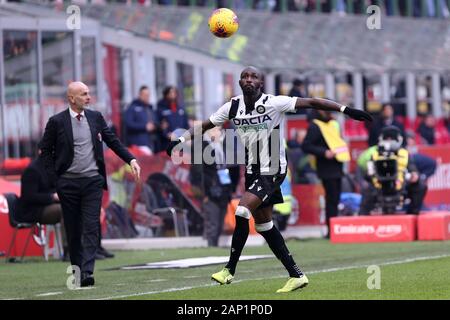 Mailand, Italien. 19. Januar 2020. Italienische Serie A AC Mailand vs Udinese Calcio. Seko Fofana von Udinese Calcio. Stockfoto