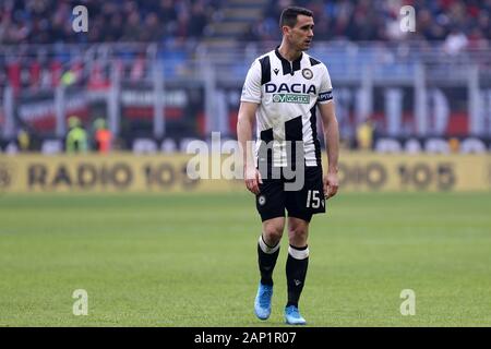 Mailand, Italien. 19. Januar 2020. Italienische Serie A AC Mailand vs Udinese Calcio. Kevin Lasagne von Udinese Calcio. Stockfoto