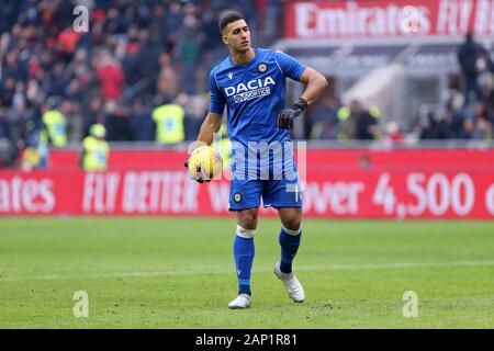 Mailand, Italien. 19. Januar 2020. Italienische Serie A AC Mailand vs Udinese Calcio. Juan Musso von Udinese Calcio. Stockfoto