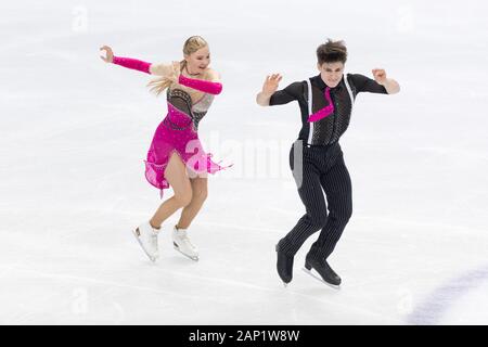 Loicia Demougeot und Theo Le Mercier aus Frankreich konkurrieren während junior Rhythmus Tanz an palavela Eisbahn in Turin, Italien am 6. Dezember 2019 Stockfoto