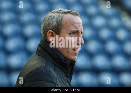 18. Januar 2020, Deepdale, Preston, England; Sky Bet Meisterschaft, Preston North End v Charlton Athletic: Lee Bowyer Manager von Charlton Athletic kommt im Deepdale Credit: Richard Long/News Bilder Stockfoto