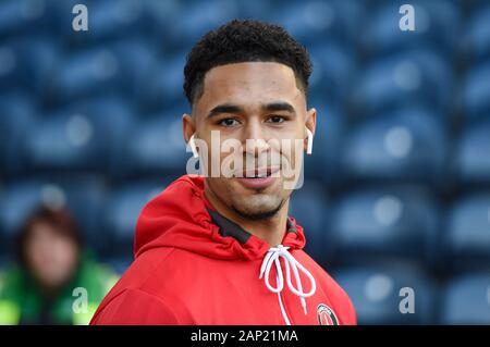 18. Januar 2020, Deepdale, Preston, England; Sky Bet Meisterschaft, Preston North End v Charlton Athletic: Andre Green (18.) Charlton Athletic, bevor das Spiel Quelle: Richard Long/News Bilder Stockfoto