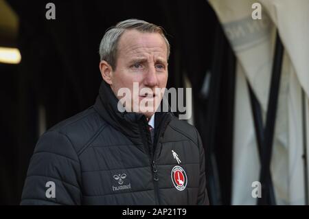 18. Januar 2020, Deepdale, Preston, England; Sky Bet Meisterschaft, Preston North End v Charlton Athletic: Lee Bowyer Manager von Charlton Athletic kommt im Deepdale Credit: Richard Long/News Bilder Stockfoto