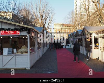 TURIN, Italien - ca. Dezember 2019: Weihnachtsmarkt Stockfoto