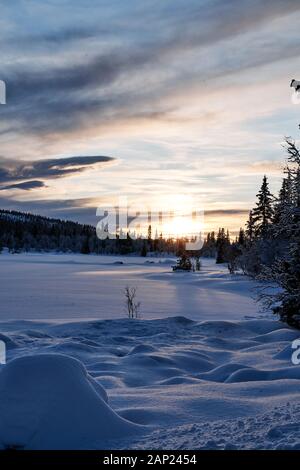 Winterlandschaft Gol, Hallingdal, Norwegen Stockfoto