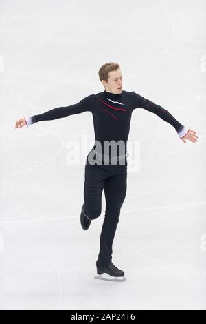 Alexander Samarin Russlands konkurriert während der älteren Männer frei Skaten in Palavela Eisbahn in Turin, Italien am 7. Dezember 2019 Stockfoto