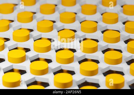 Wiederholen Sie die geometrische Zylinder und sechsecke Mosaik, Visualisierung 3D-Render Abstraktion Muster, schöner Hintergrund Textur für Werbung oder Banner. Stockfoto