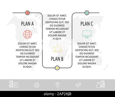 Moderne Infografik mit 3 Punkten. Line Schritt für Schritt. Für drei Diagrammen, Grafiken, Flussdiagramm, Timeline, Marketing, Präsentation verwendet. Minimalistische kreative Stock Vektor