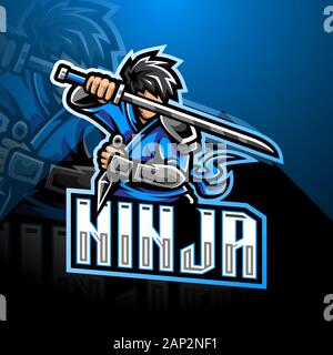 Ninja esport Maskottchen Logo Design Stock Vektor