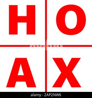 Eine Wortmarke oder Typografie über Hoax, gefälschte Nachrichten symbol, Hoax Symbol Stock Vektor