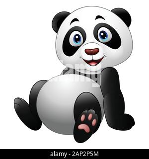 Cartoon lustige Panda sitzend Stock Vektor