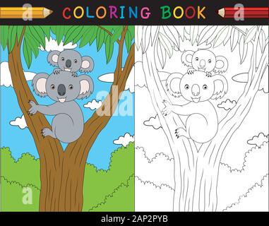 Cartoon Koala Malbuch, australische Tierserie Stock Vektor