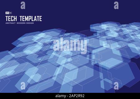 Abstrakt Blau hexagonalen Muster der Technik Vorlage. Verwenden Sie für Poster, ad, Artwork, Template Design, Print. illustration Vector EPS 10. Stock Vektor
