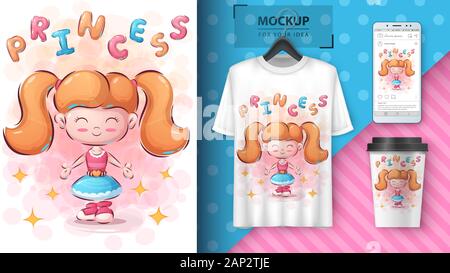 Cute girl Poster und Merchandising Stock Vektor