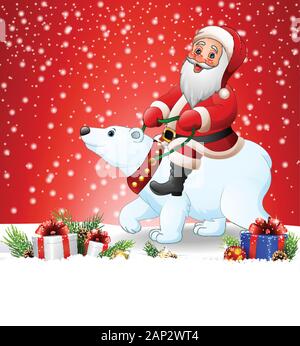 Weihnachten Hintergrund mit Santa Claus, Polar Bear Stock Vektor