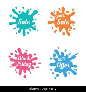 Beste Angebot und Verkauf Splash. Web shopping Etiketten. Angebot Splash. Stock Vektor