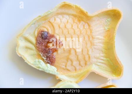 Fisch kuchen Eis koreanisches Essen leckeren Fisch Form kegel Eis rote Bohne Tapiokastärke Kaffee Milch Geschmack süße Füllung Dessert eingefroren Stockfoto