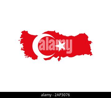 Türkei-Karte, Flagge auf weißem Hintergrund. Vektorgrafiken. Stock Vektor