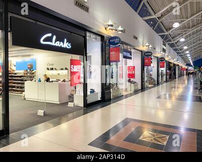 Das Einkaufszentrum Galleria Outlet Interieur, Kometen Weg, Hatfield, Hertfordshire, England, Vereinigtes Königreich Stockfoto