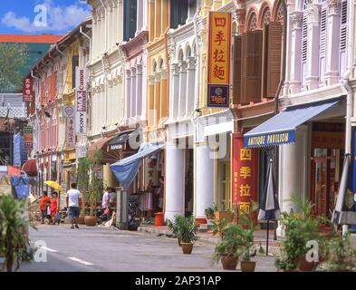 Colonial Geschäftshäuser, Pagoda Street, Chinatown, Outram District, Central Area, Singapur Insel (Pulau Ujong), Singapur Stockfoto