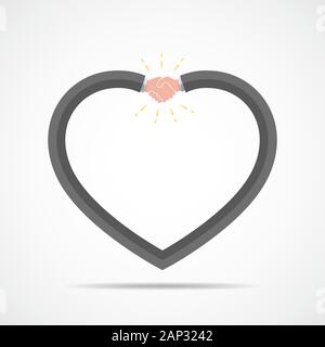 Abstrakte handshake Symbol. Handshake Zeichen in der Form von Herzen, auf weißem Hintergrund. Vector Illustration. Stock Vektor