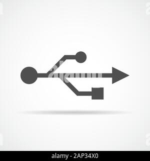USB-Symbol im flachen Design. Vector Illustration. Einfach grau USB-Zeichen. Stock Vektor