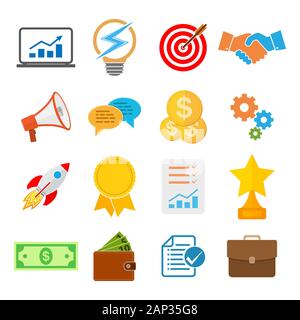 Satz flacher isolierter Unternehmertum Symbole. Unternehmen Konzept beginnen. Vector Illustration Stock Vektor