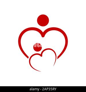 Family Care Symbol im Herzen Form. Vector Illustration. Konzept der Happy Family im flachen Design Stock Vektor