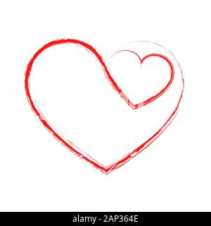 Abstrakte Hand gezeichnet Herzen. Vector Illustration. Rotes Herz Symbol. Das Herz als Symbol der Liebe. Stock Vektor