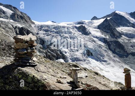 Der Moiry-Gletscher aus dem Cabane de Moiry, Val The Moiry, Grimentz, Val dAnniviers, Wallis, Schweiz Stockfoto