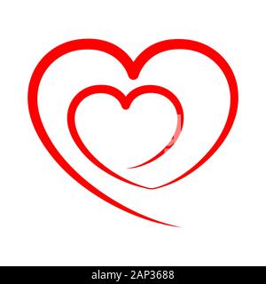 Abstraktes Herz Form skizzieren. Vector Illustration. Rotes Herz Symbol im flachen Stil. Das Herz als Symbol der Liebe. Stock Vektor