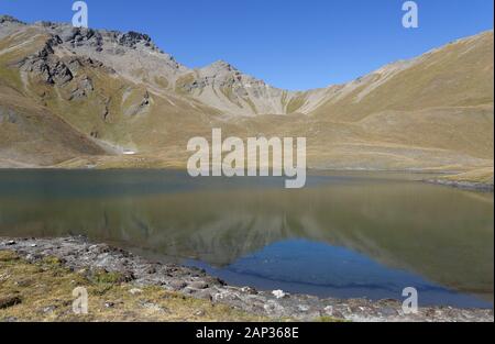 Lac des Autannes und Col de Torrent, Val de Moiry, Grimentz, Val d'Anniviers, Wallis, Schweiz Stockfoto