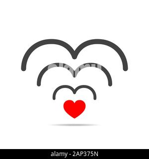 Wi-fi Love Symbol. Romantische Wlan Herz Symbol. Vector Illustration. Drahtlose Kommunikation für Liebhaber. Stock Vektor