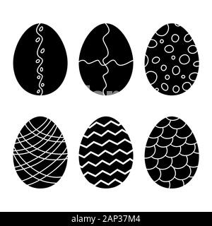 Ostern Eier. Hand gezeichnet Dekorative ei Elemente in Vektor für Malbuch. Schwarz und Weiß. Stock Vektor
