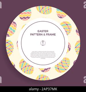 Easter egg Banner. Bunte Hand gezeichneten Rand mit Doodle Eier und Kreis geometrischen Form. Dekorative umrissen Vector Illustration. Ostern Desig Stock Vektor