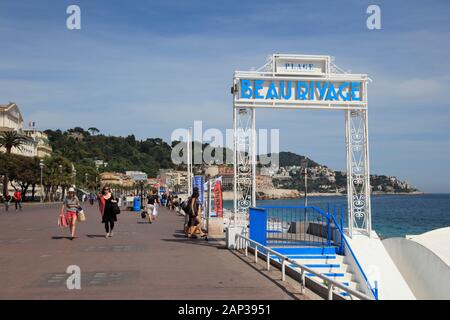 Promenade des Anglais, Nizza, Cote d'Azur, französische Riviera, Frankreich, Mittelmeer, Provence, Europa Stockfoto