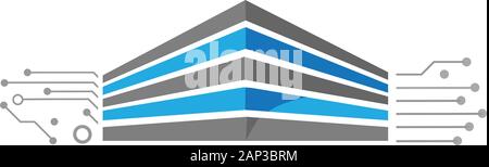 Schaltkreis und Gebäude, Vektorgrafik Designelement Stock Vektor
