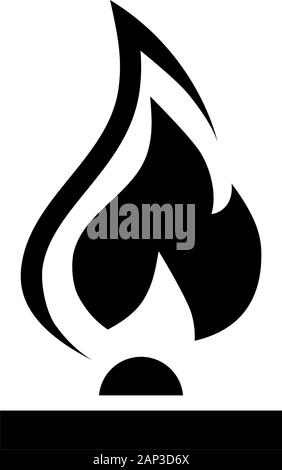 Flamme, Feuer Brenner. Flache Vektor Icon Abbildung. Einfach schwarzes Symbol auf weißem Hintergrund. Flamme, Feuer Brenner sign Design Template für Web ein Stock Vektor
