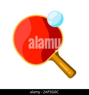 Symbol für Tischtennis Schläger und Ball im flachen Stil. Stock Vektor