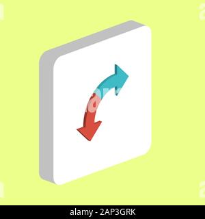 U-Turn einfachen Vektor icon. Abbildung: Symbol Design Template für web mobile UI-Element. Perfekte Farbe isometrische Piktogramm auf 3d-weißes Quadrat Stock Vektor